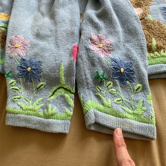 Vintage Quacker Factory Women’s 2X Light Blue Knit Sweater Bunny Rabbit Flowers - Picture 13 of 16